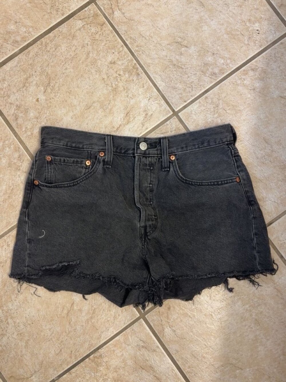 Levi’s 501 Black High Rise Cutoff Denim Shorts Size 30